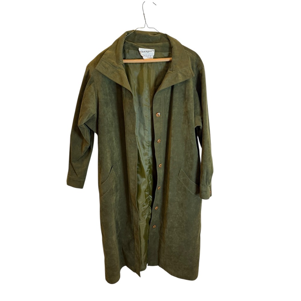 Vintage Blassport Intrasuede Olive Green Trench Coat Full Length L/XL